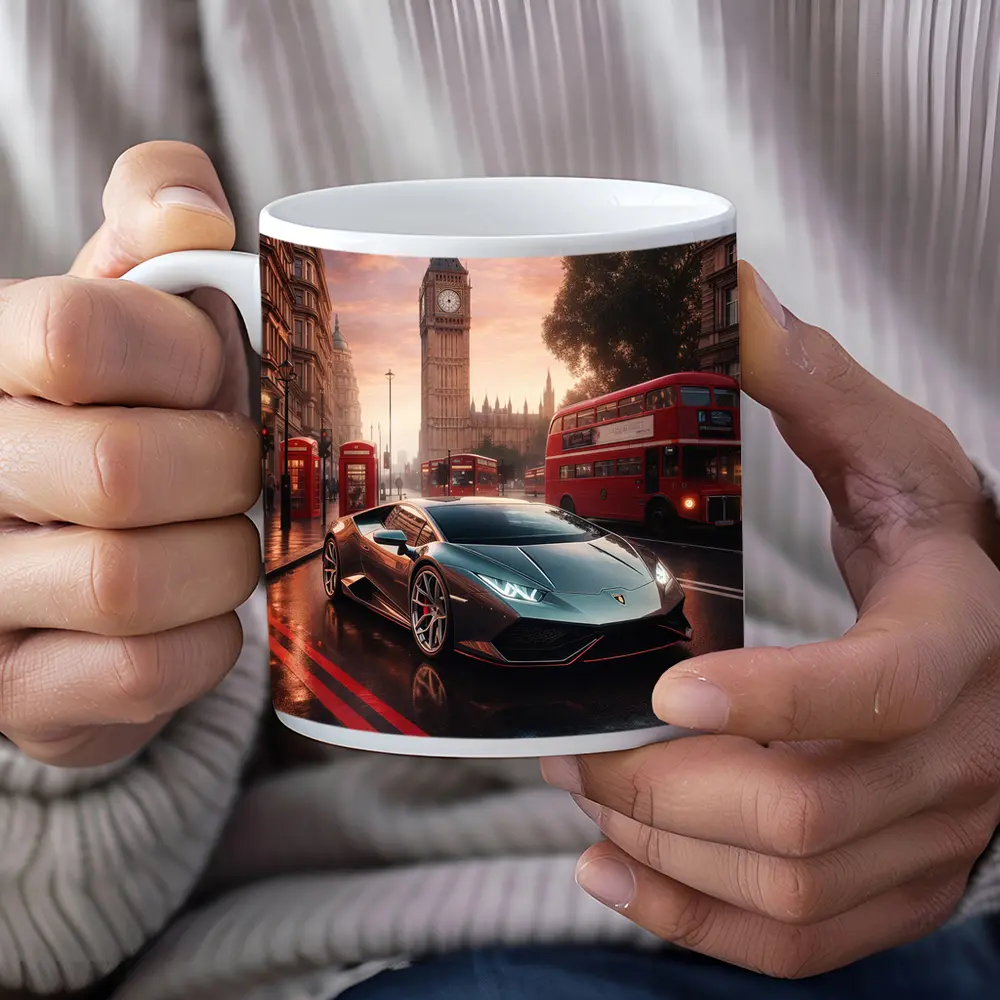 Lamborghini Huracan London Big Ben Street – Mugs