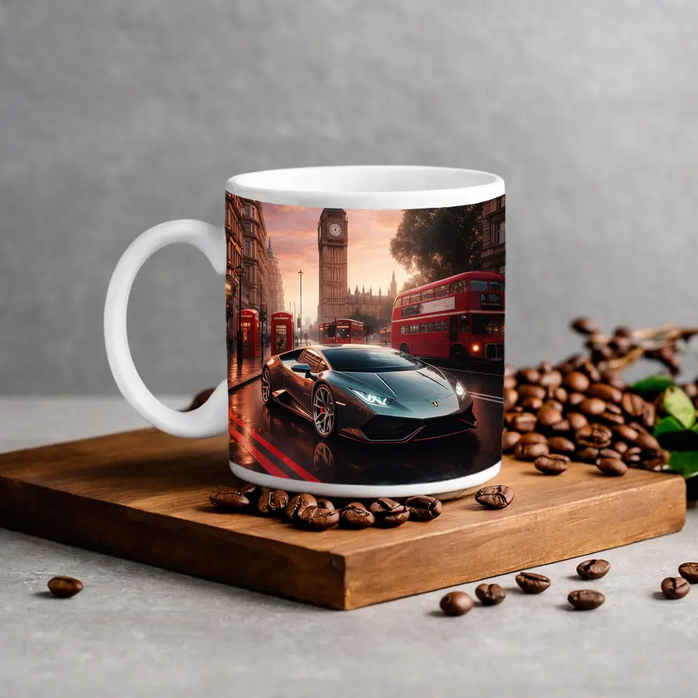 Lamborghini Huracan London Big Ben Street – Mugs