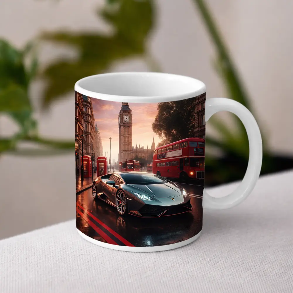 Lamborghini Huracan London Big Ben Street – Mugs