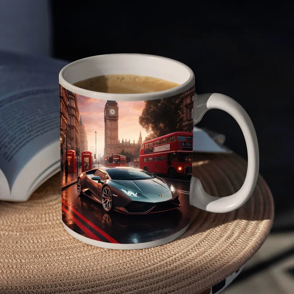 Lamborghini Huracan London Big Ben Street – Mugs