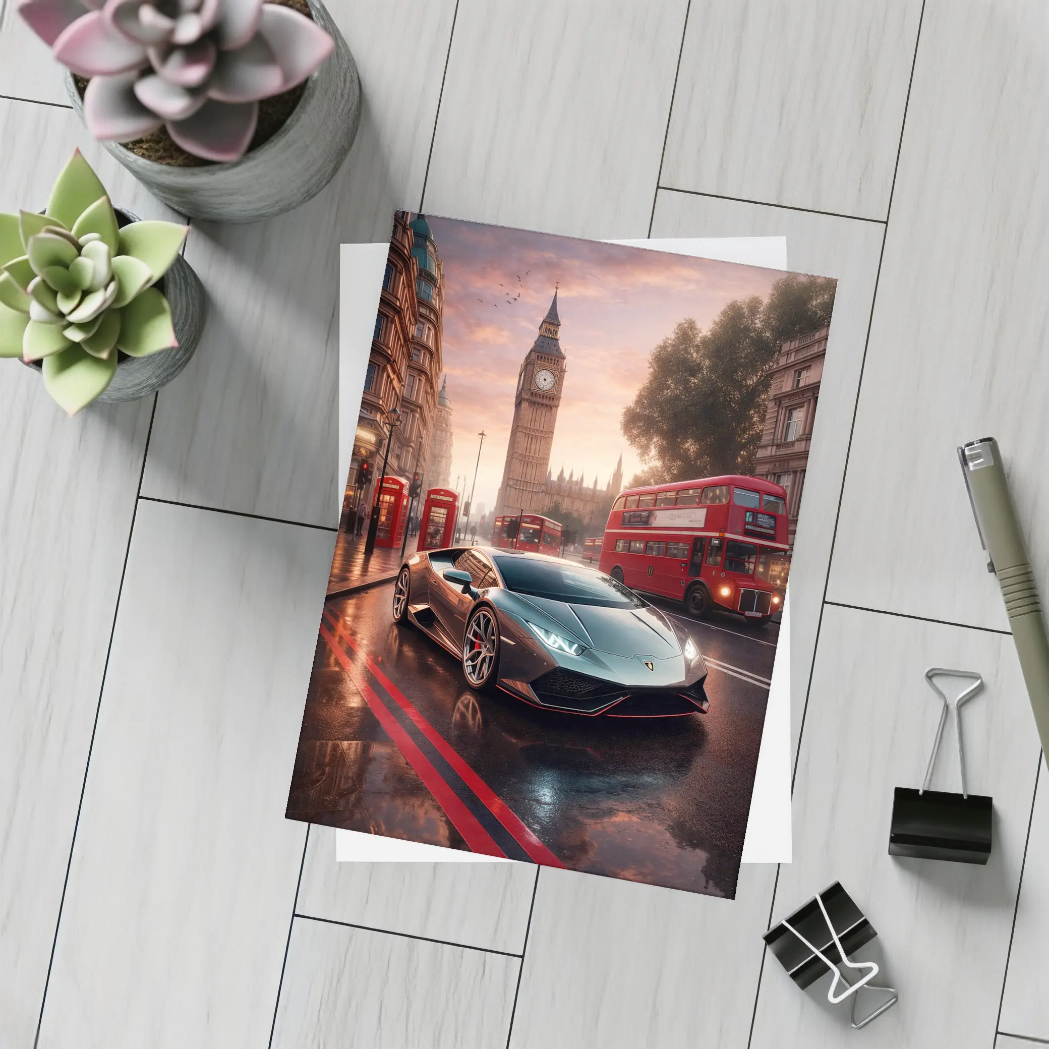 Lamborghini Huracan London Big Ben Street – Postcards