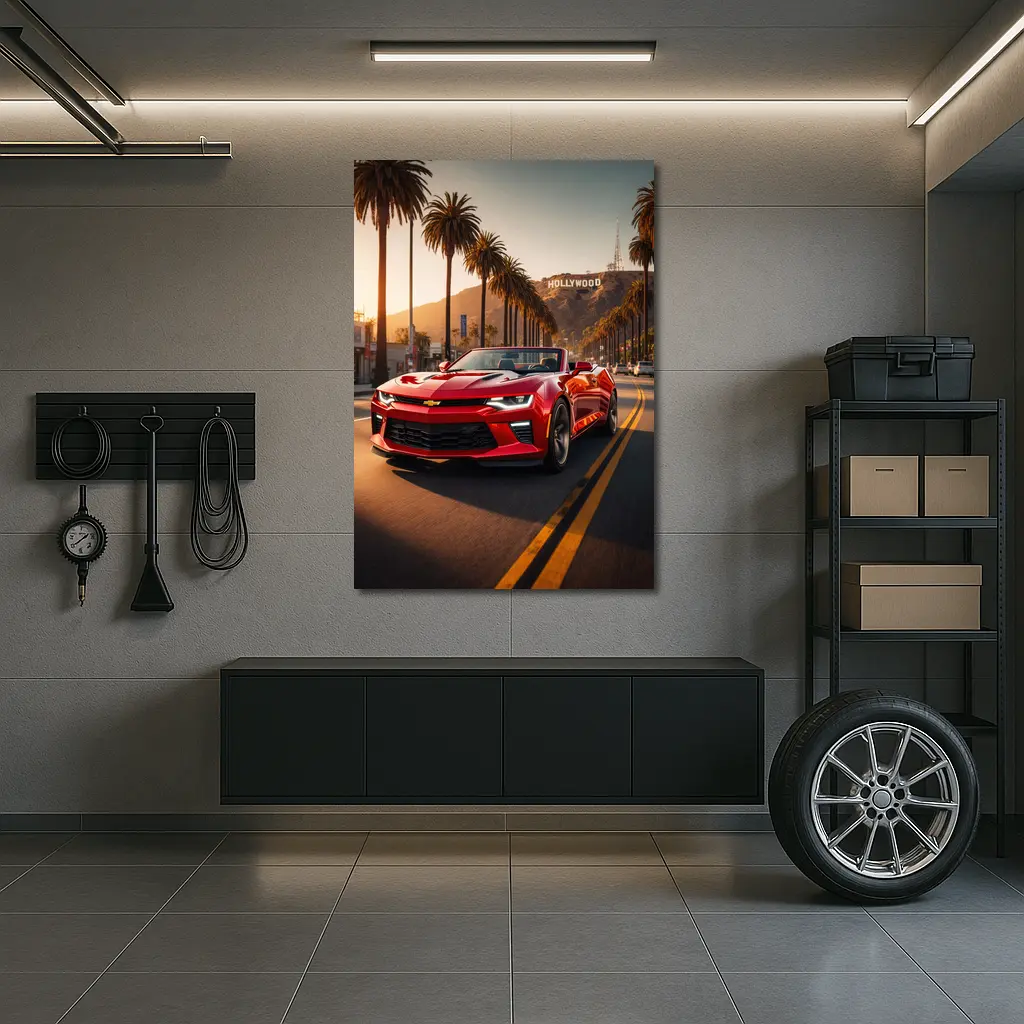 Chevrolet Camaro Red Convertible Hollywood Boulevard – Wall Art