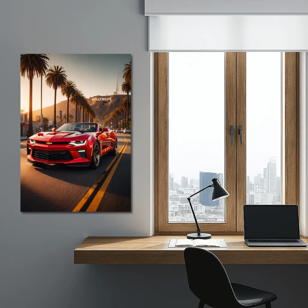Chevrolet Camaro Red Convertible Hollywood Boulevard – Wall Art