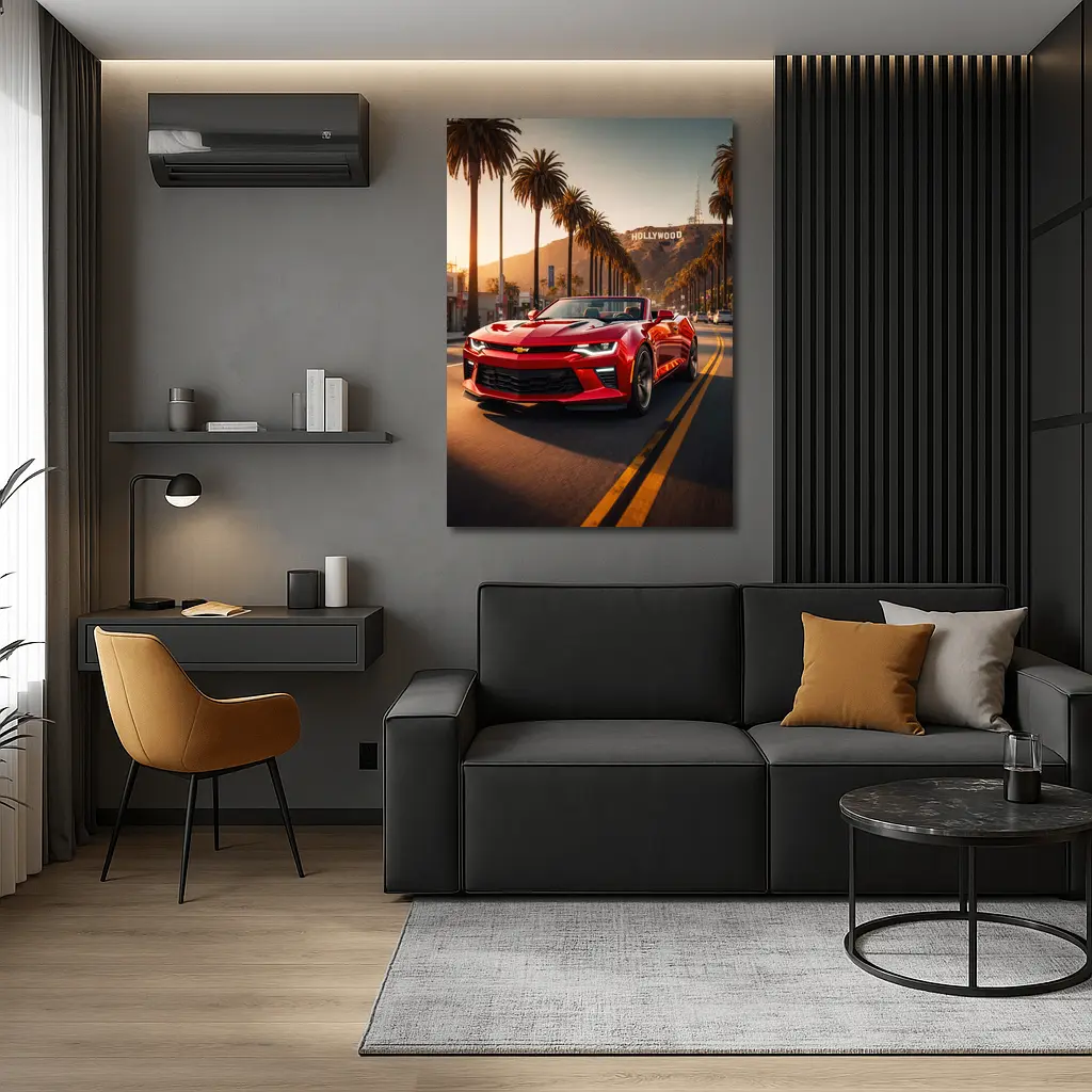 Chevrolet Camaro Red Convertible Hollywood Boulevard – Wall Art