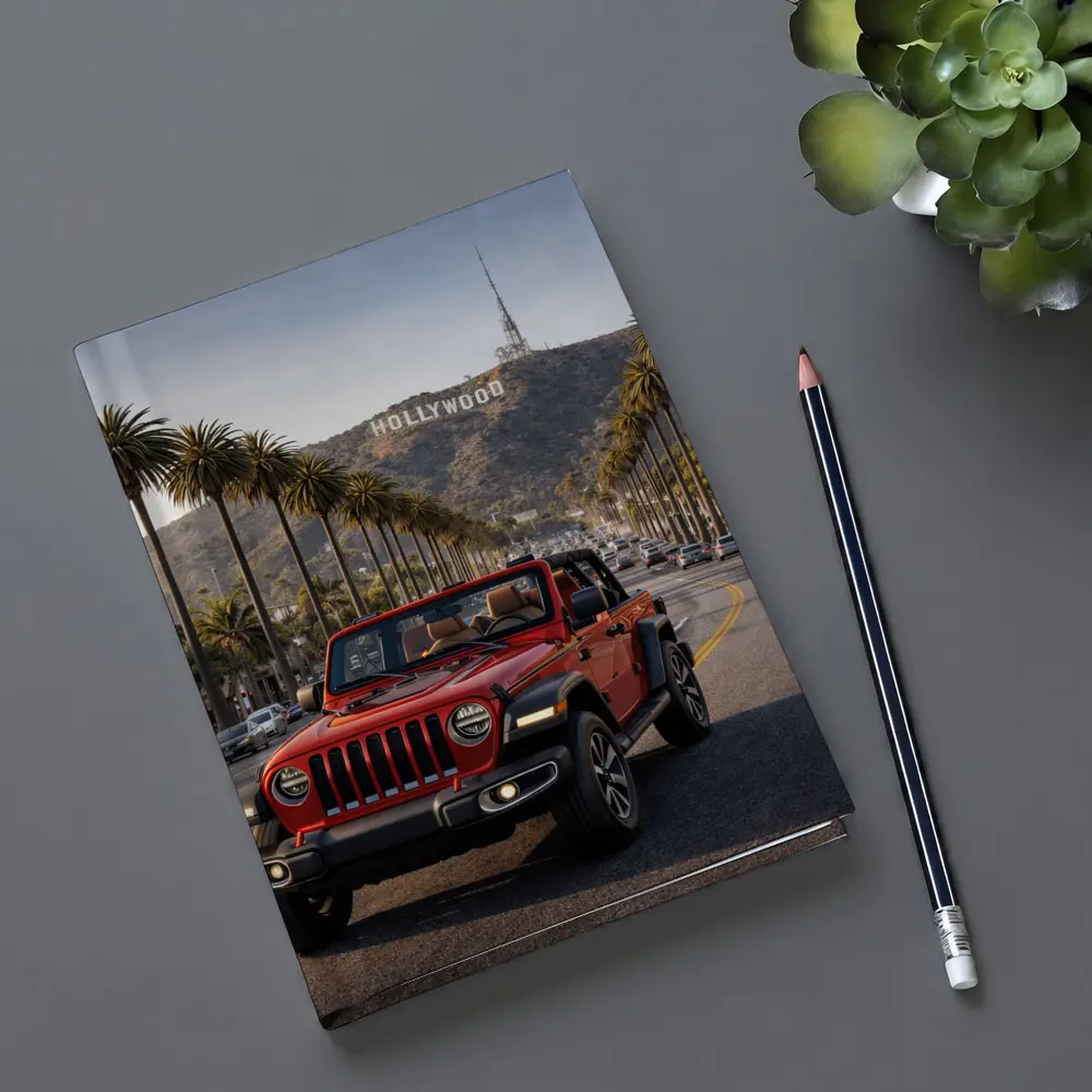 Red Jeep Wrangler Hollywood Los Angeles Street – Notebooks