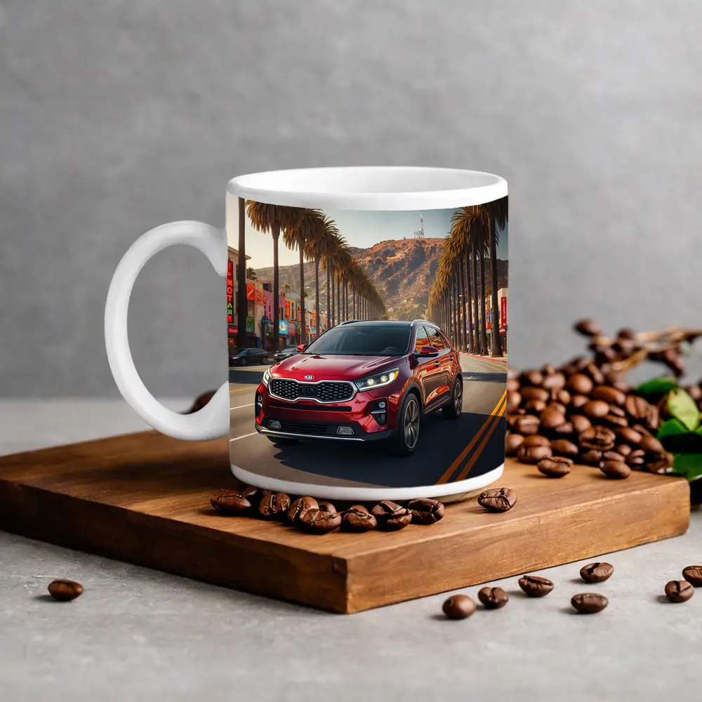 Kia Sorento Cruising Hollywood Boulevard Palm Trees – Mugs