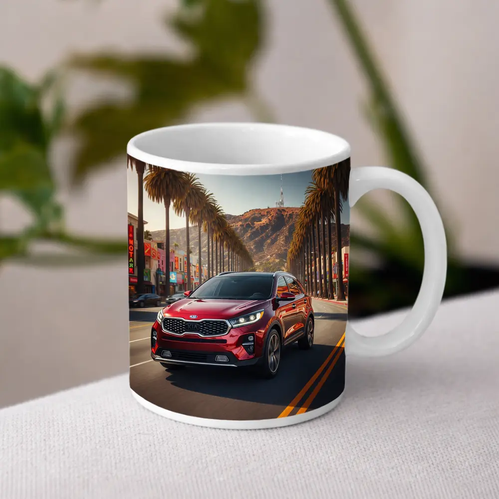 Kia Sorento Cruising Hollywood Boulevard Palm Trees – Mugs