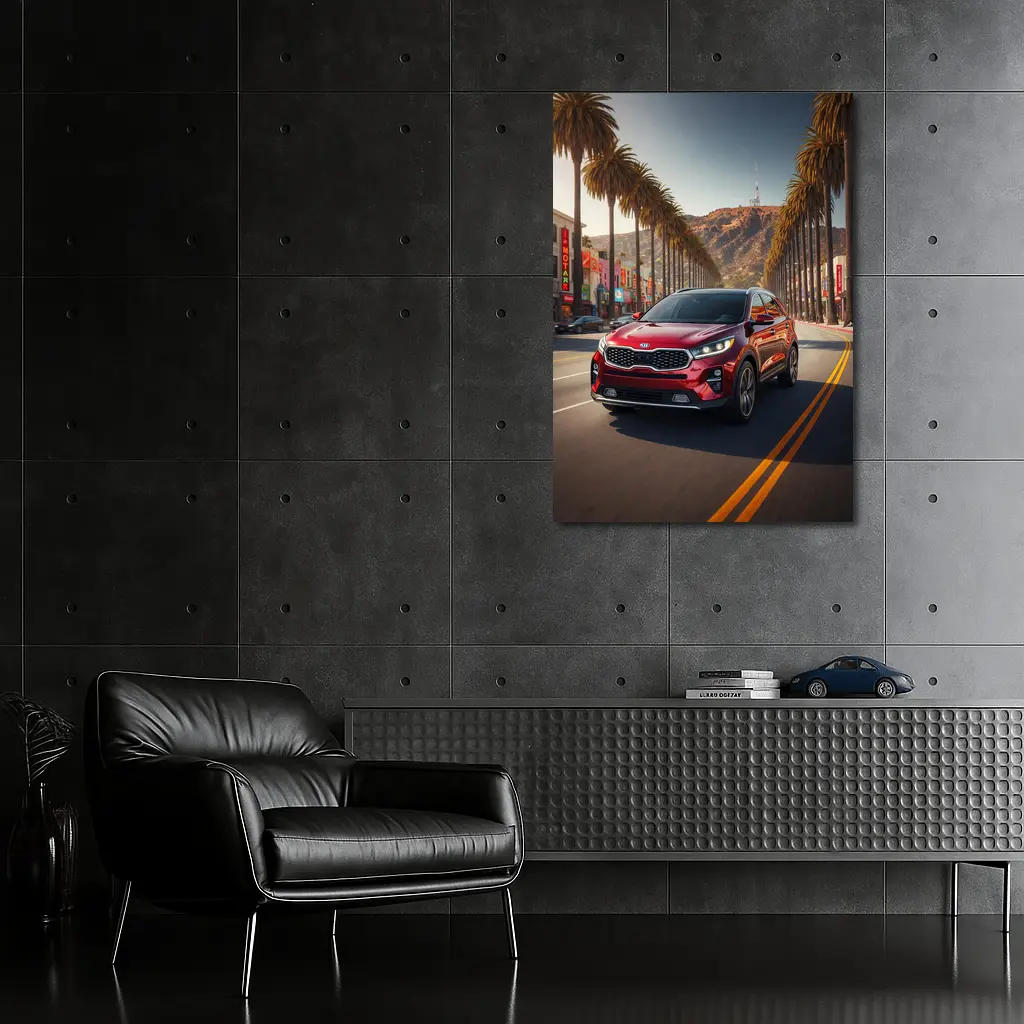 Kia Sorento Cruising Hollywood Boulevard Palm Trees – Wall Art
