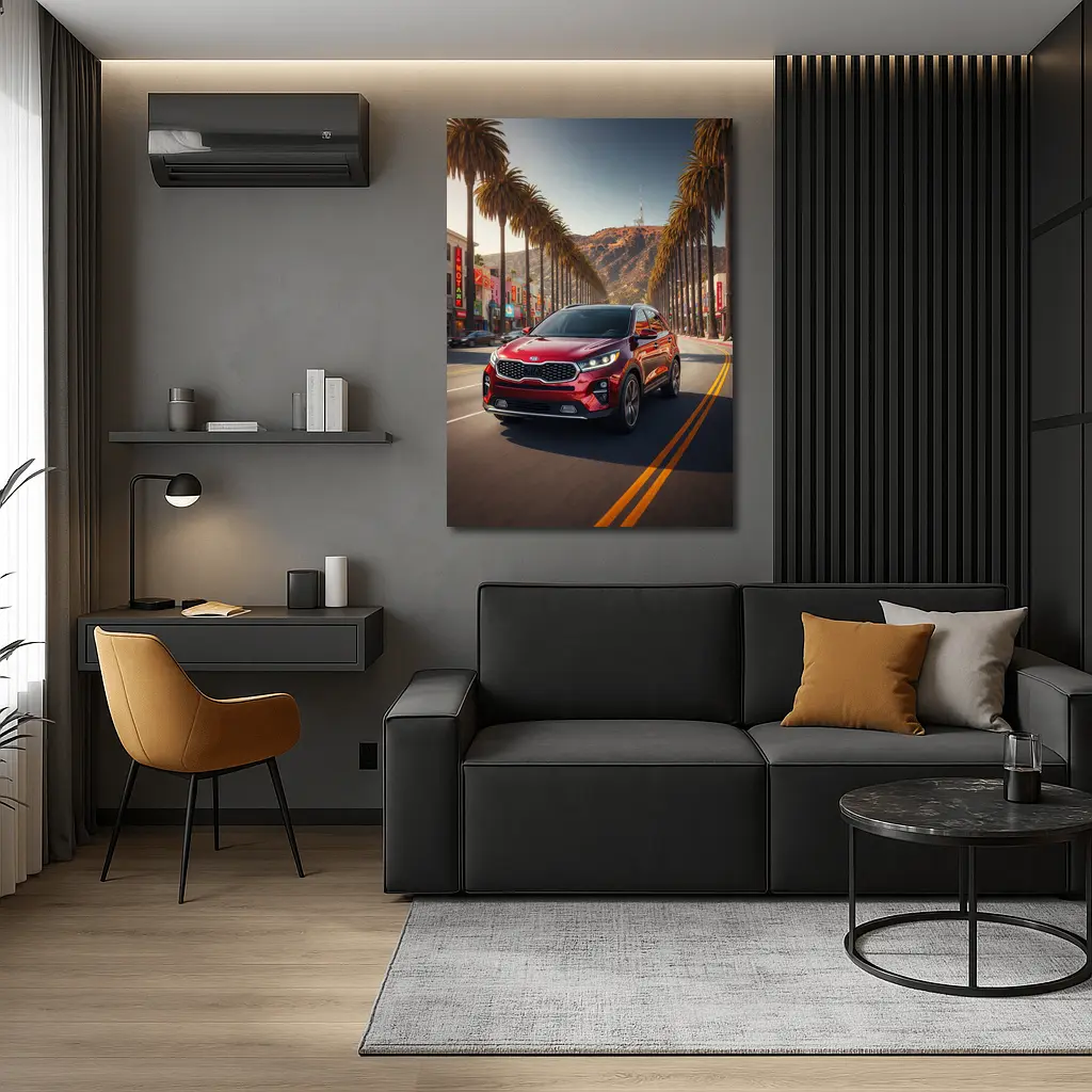 Kia Sorento Cruising Hollywood Boulevard Palm Trees – Wall Art