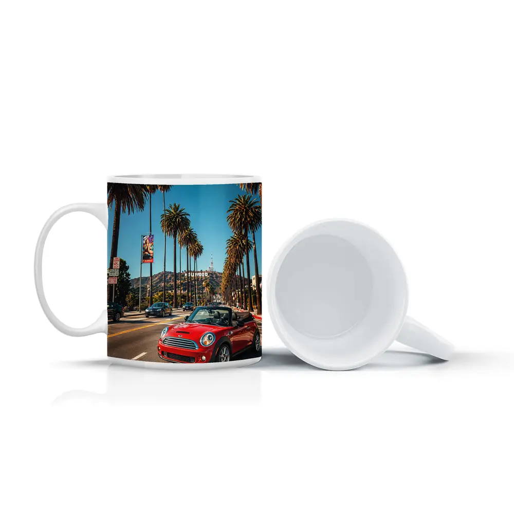 Red Mini Cooper Convertible Hollywood Los Angeles – Mugs