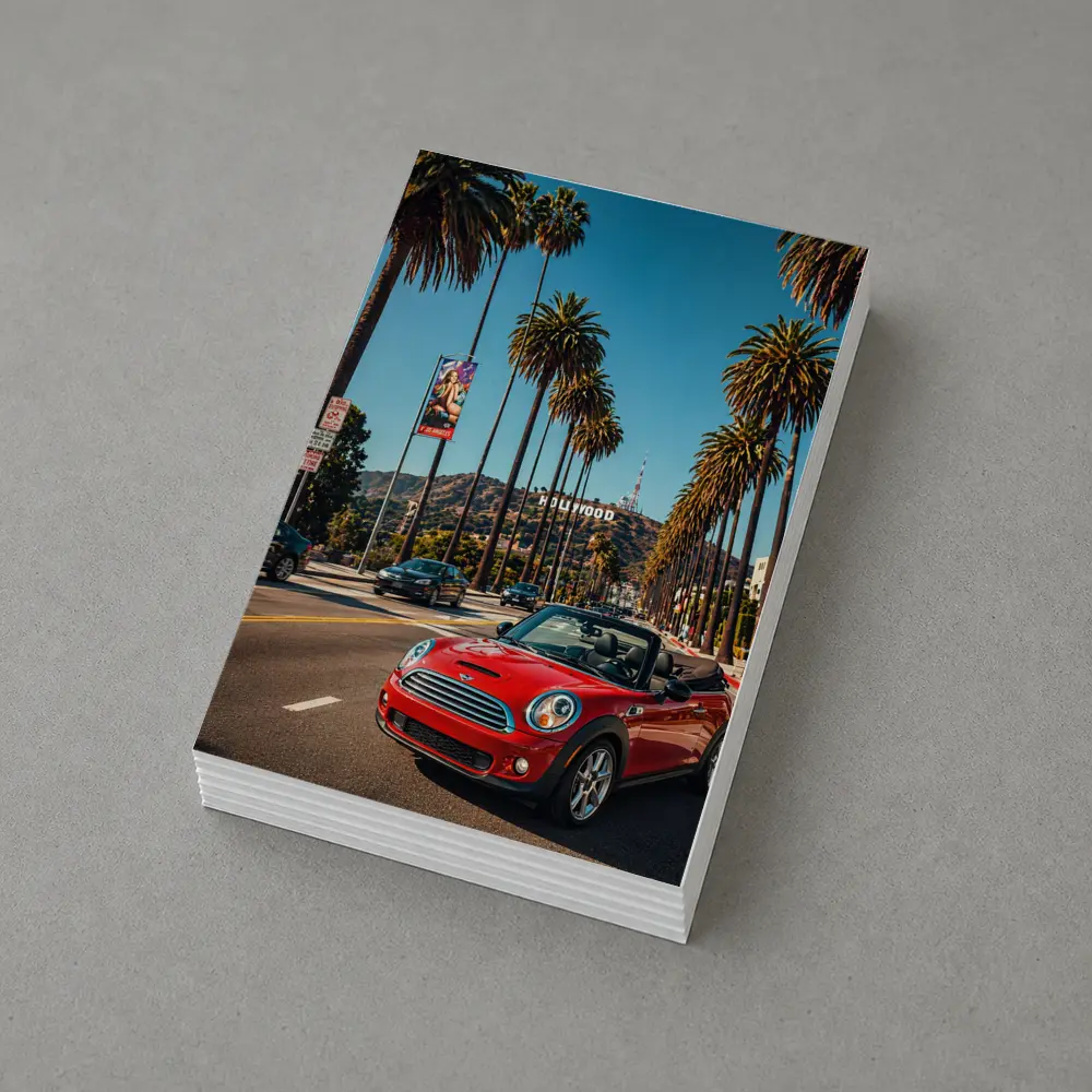 Red Mini Cooper Convertible Hollywood Los Angeles – Postcards