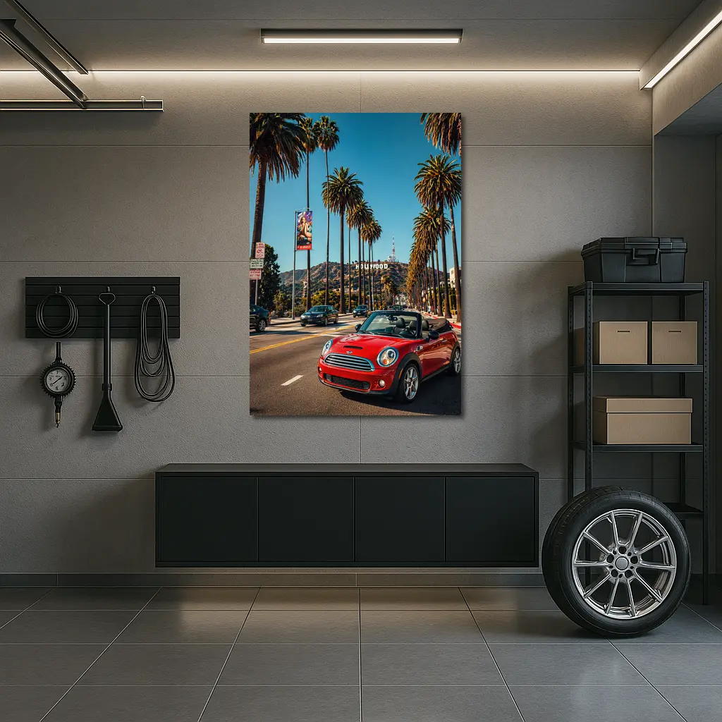Red Mini Cooper Convertible Hollywood Los Angeles – Wall Art
