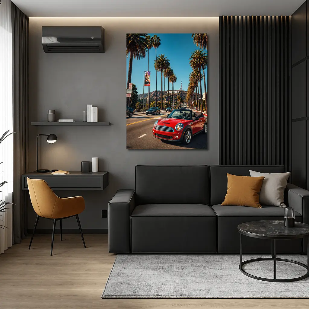 Red Mini Cooper Convertible Hollywood Los Angeles – Wall Art