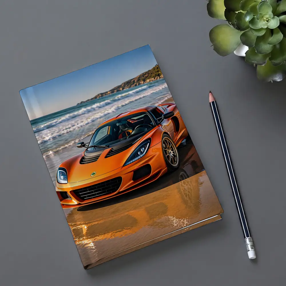 Lotus Elise Orange Sports Car Beach Setting – Notebooks