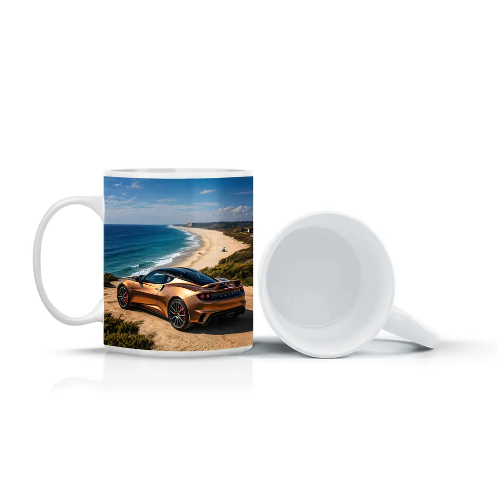 Lotus Emira Bronze Coupe Coastal Beach View – Mugs