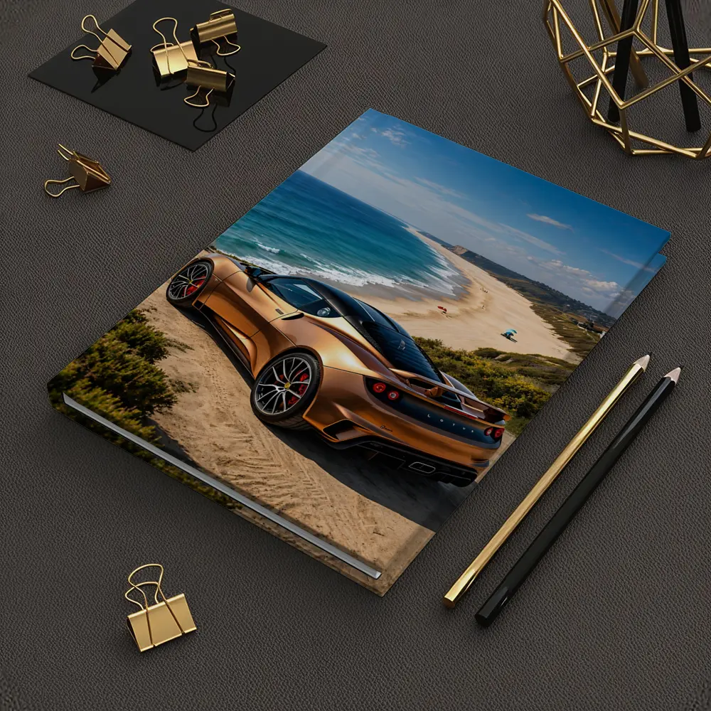 Lotus Emira Bronze Coupe Coastal Beach View – Notebooks