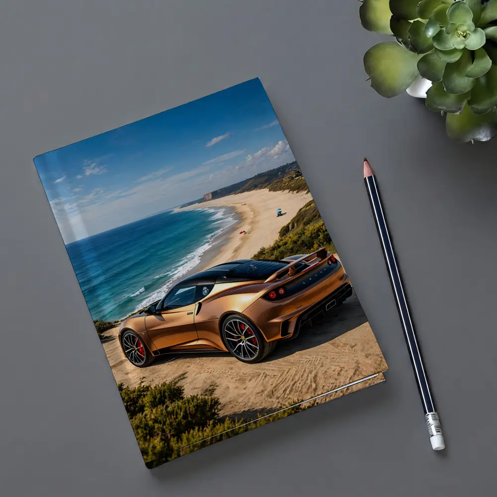 Lotus Emira Bronze Coupe Coastal Beach View – Notebooks