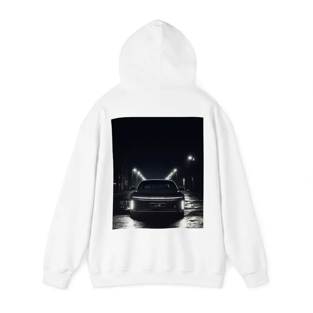 Lucid Air Rear View Dark Rainy Street – Hoodies