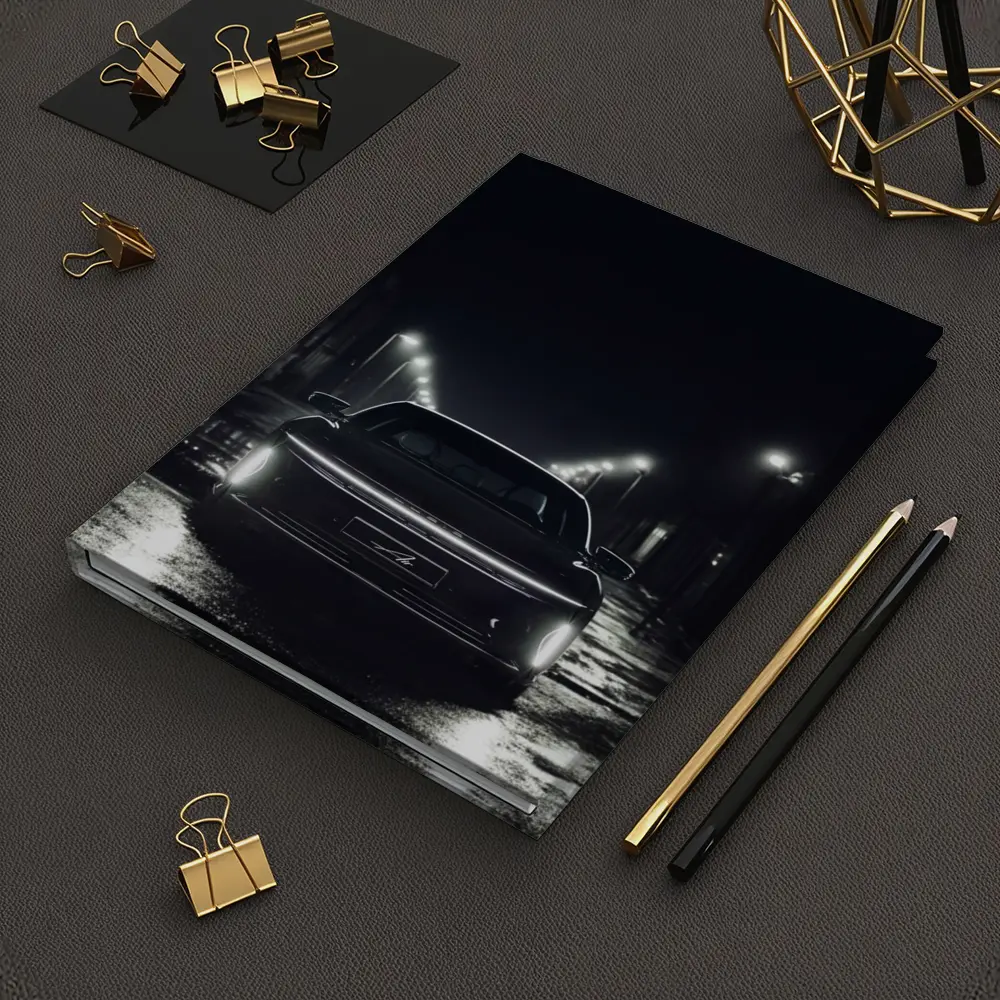 Lucid Air Rear View Dark Rainy Street – Notebooks