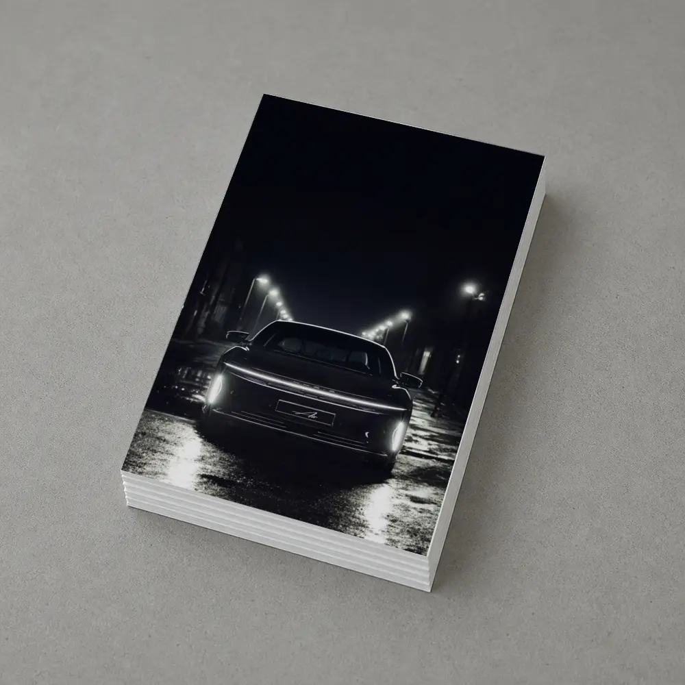 Lucid Air Rear View Dark Rainy Street – Postcards
