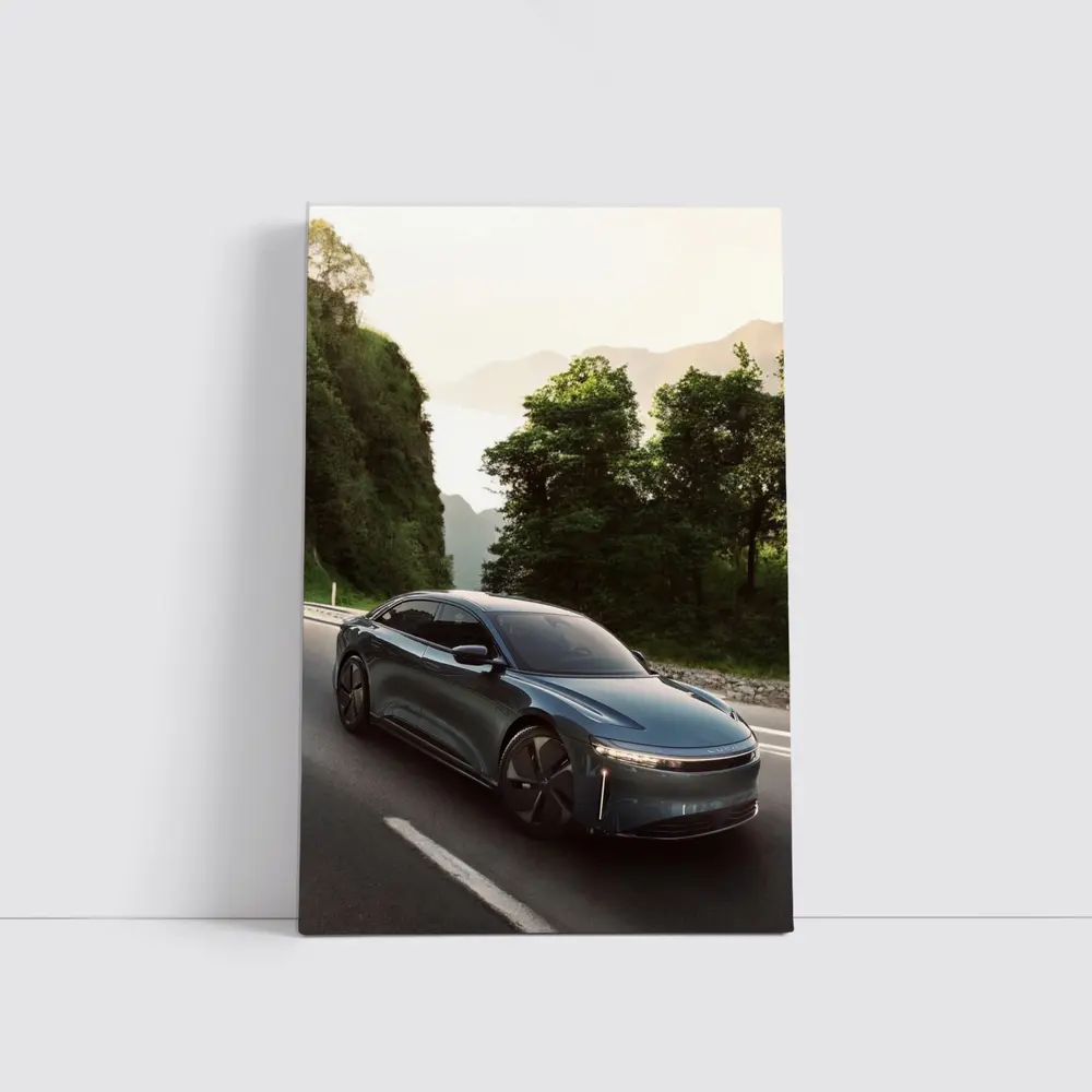 Lucid Air Sedan on Mountain Road Drive – Wall Art