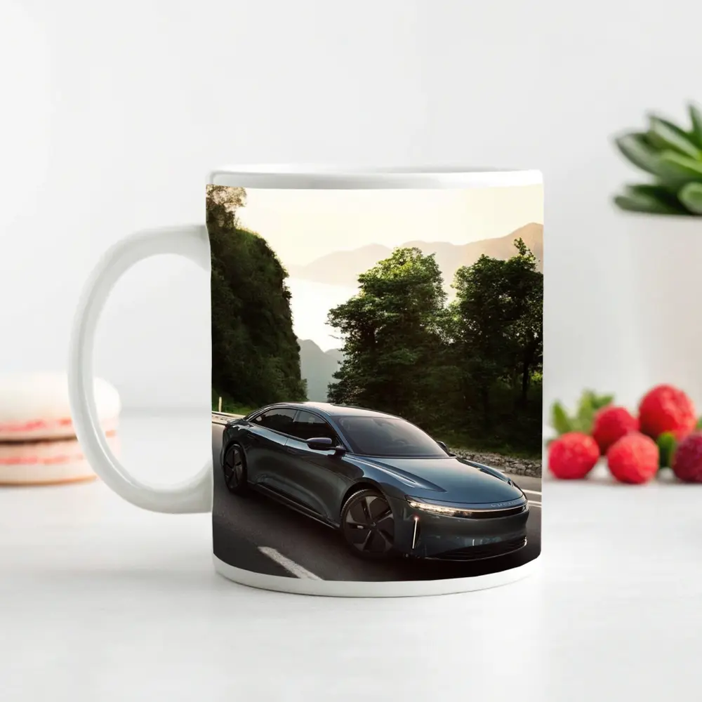 Lucid Air Sedan on Mountain Road Drive – Mugs