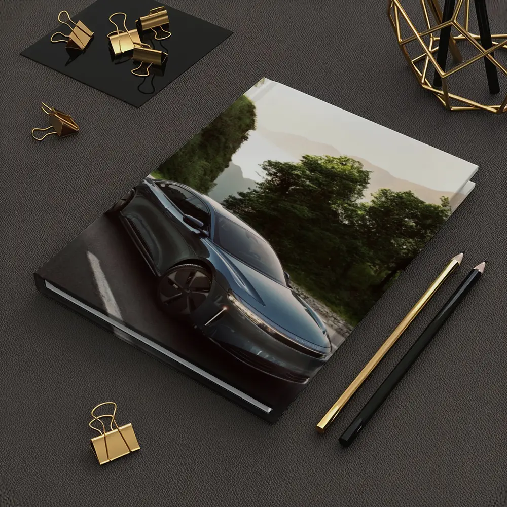 Lucid Air Sedan on Mountain Road Drive – Notebooks