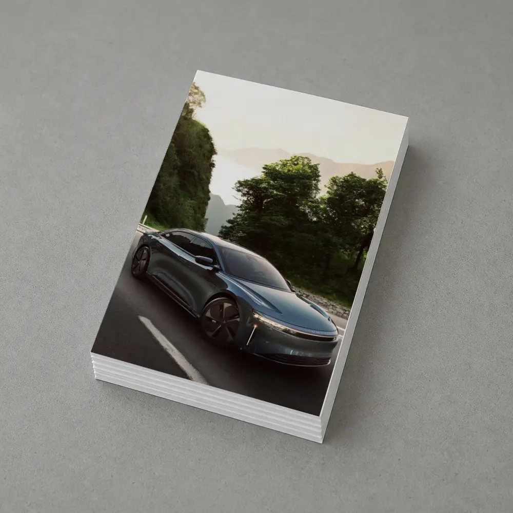 Lucid Air Sedan on Mountain Road Drive – Postcards