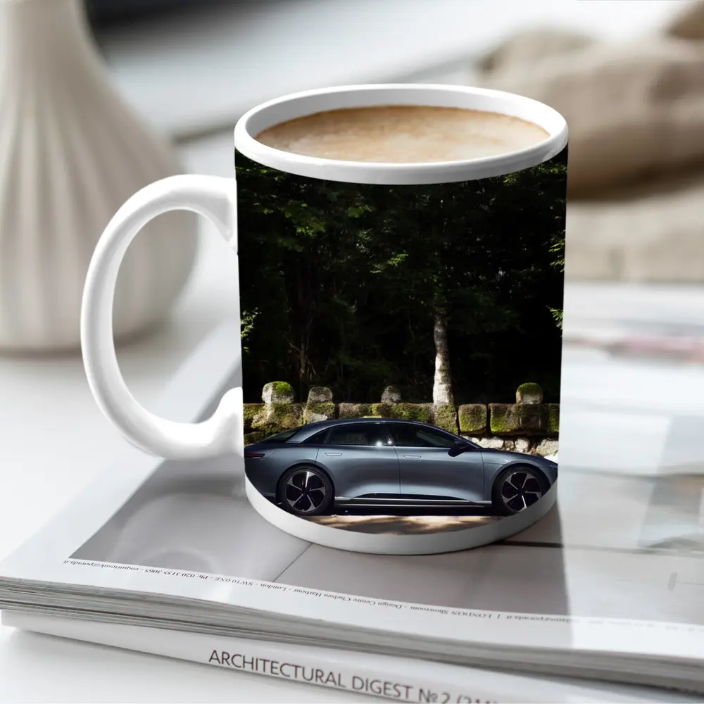 Lucid Air Pure Side Profile Forest Setting – Mugs