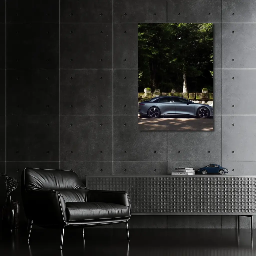 Lucid Air Pure Side Profile Forest Setting – Wall Art