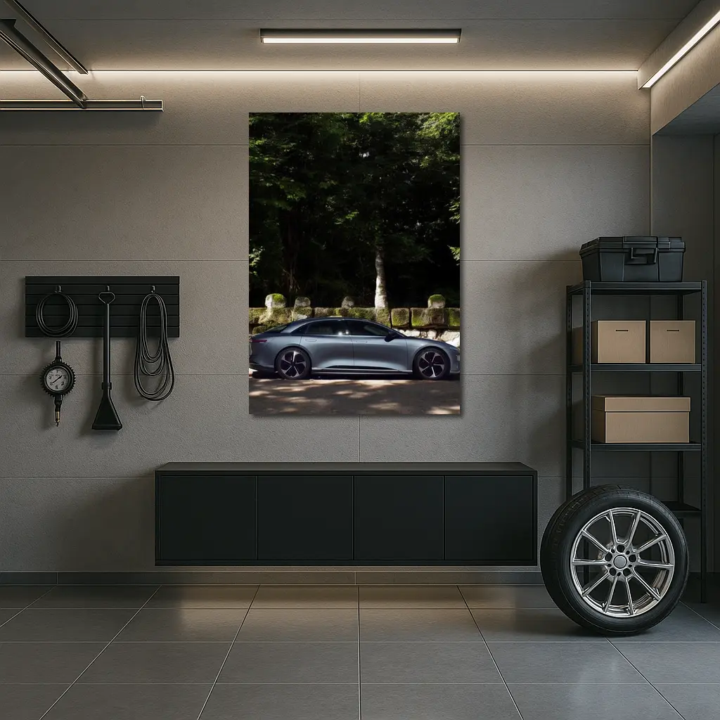 Lucid Air Pure Side Profile Forest Setting – Wall Art