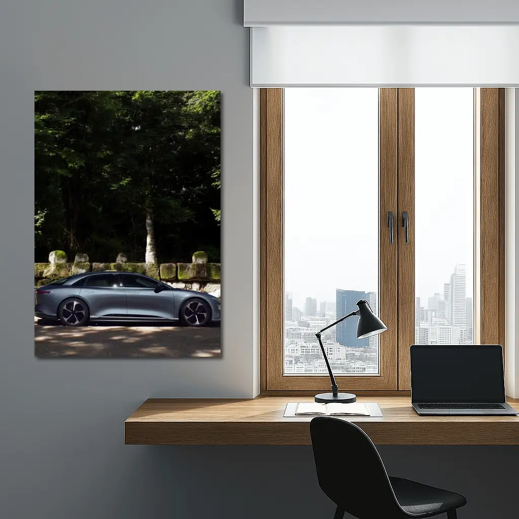 Lucid Air Pure Side Profile Forest Setting – Wall Art
