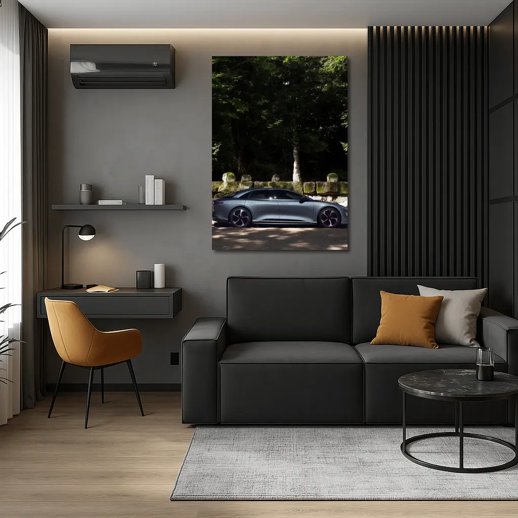 Lucid Air Pure Side Profile Forest Setting – Wall Art