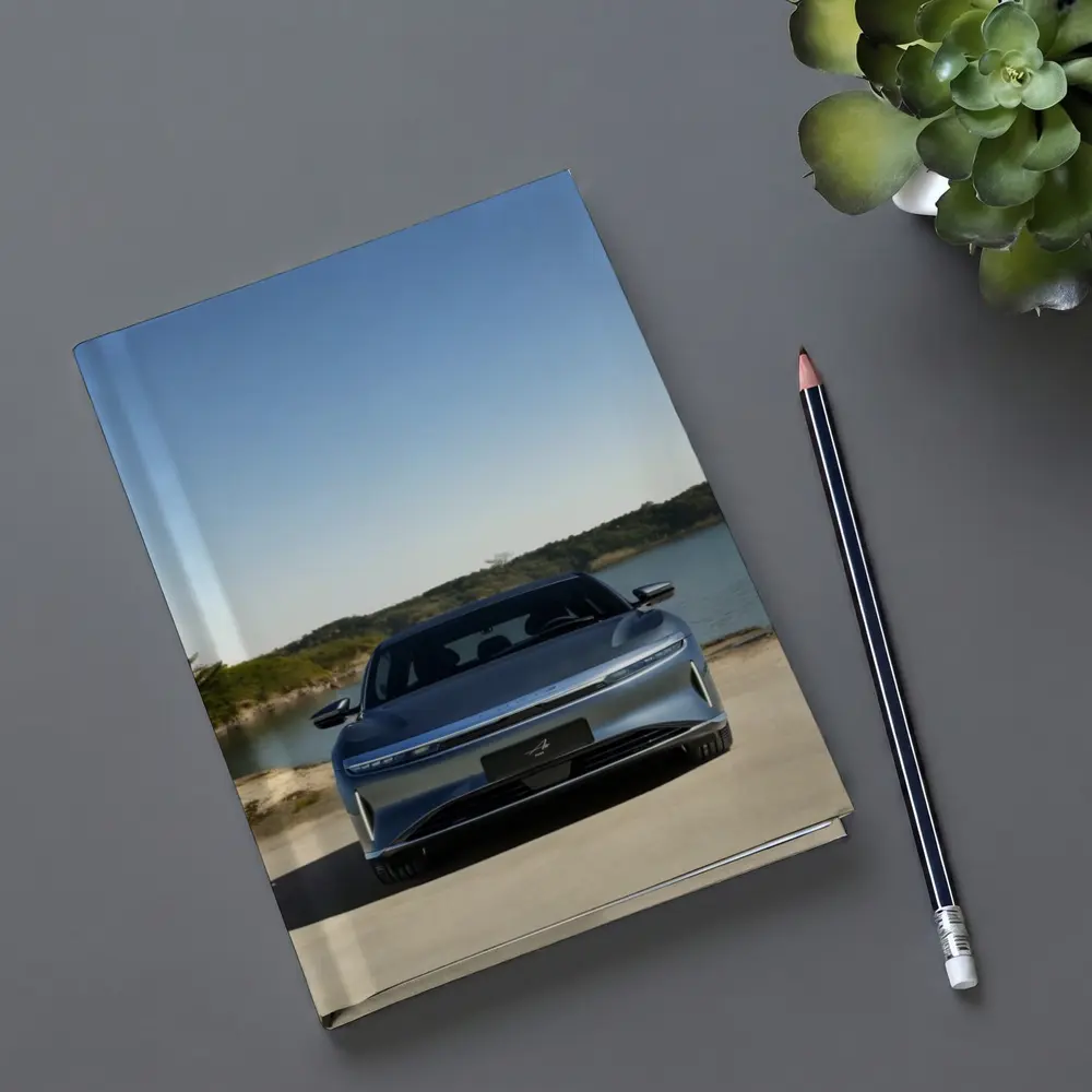 Lucid Air Pure Parked Near Calm Lake – Notebooks