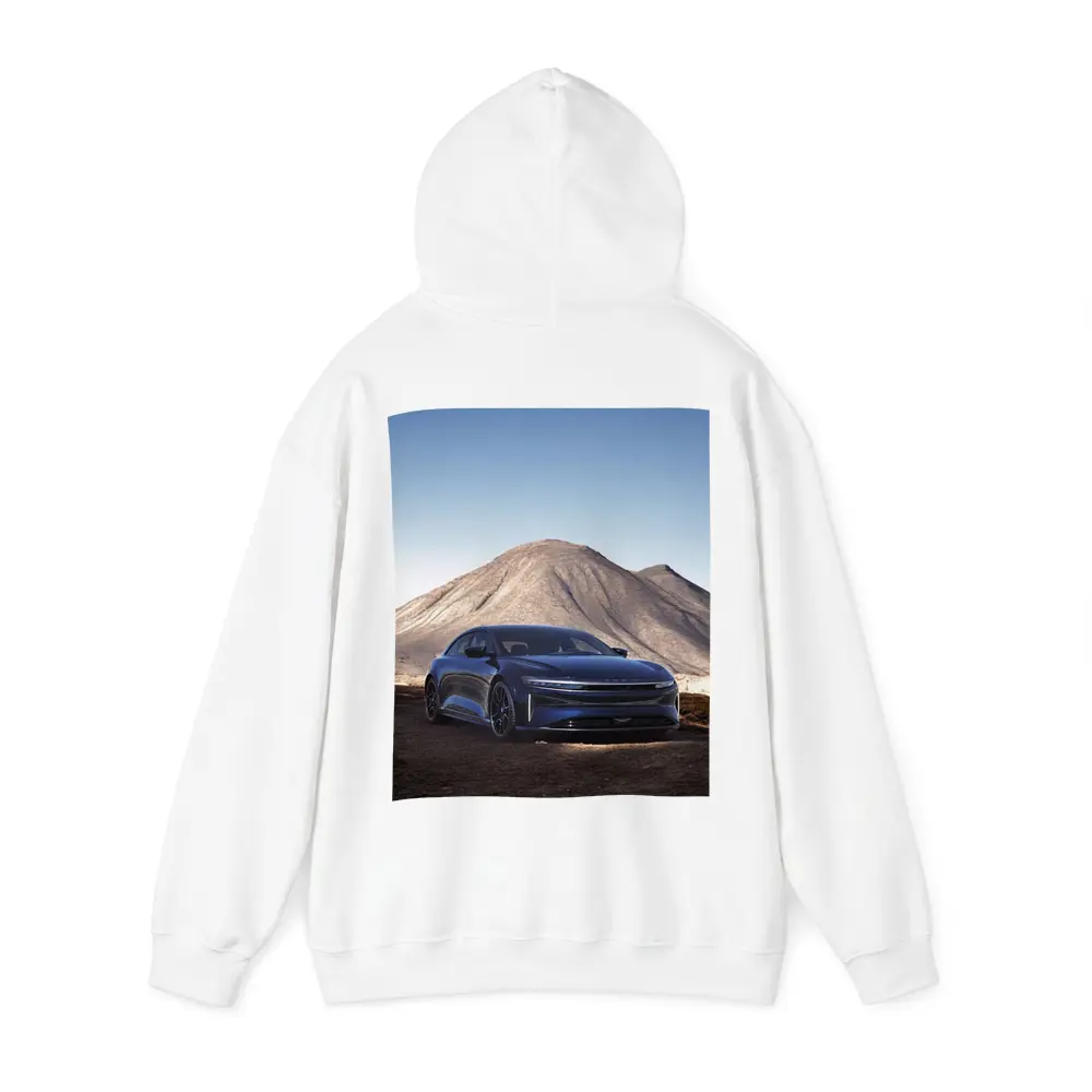 Lucid Air Sedan Desert Mountain Backdrop – Hoodies