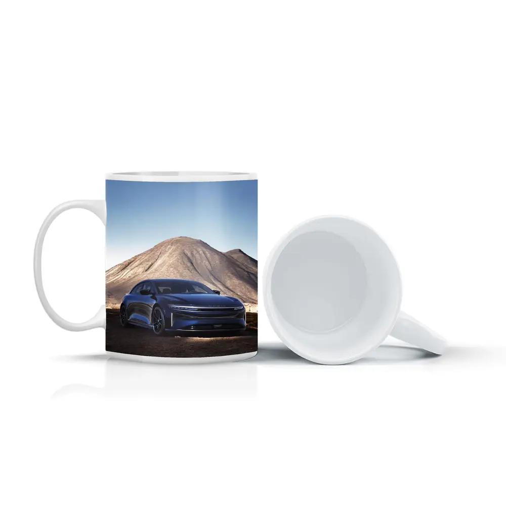 Lucid Air Sedan Desert Mountain Backdrop – Mugs