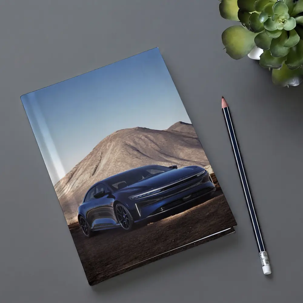 Lucid Air Sedan Desert Mountain Backdrop – Notebooks