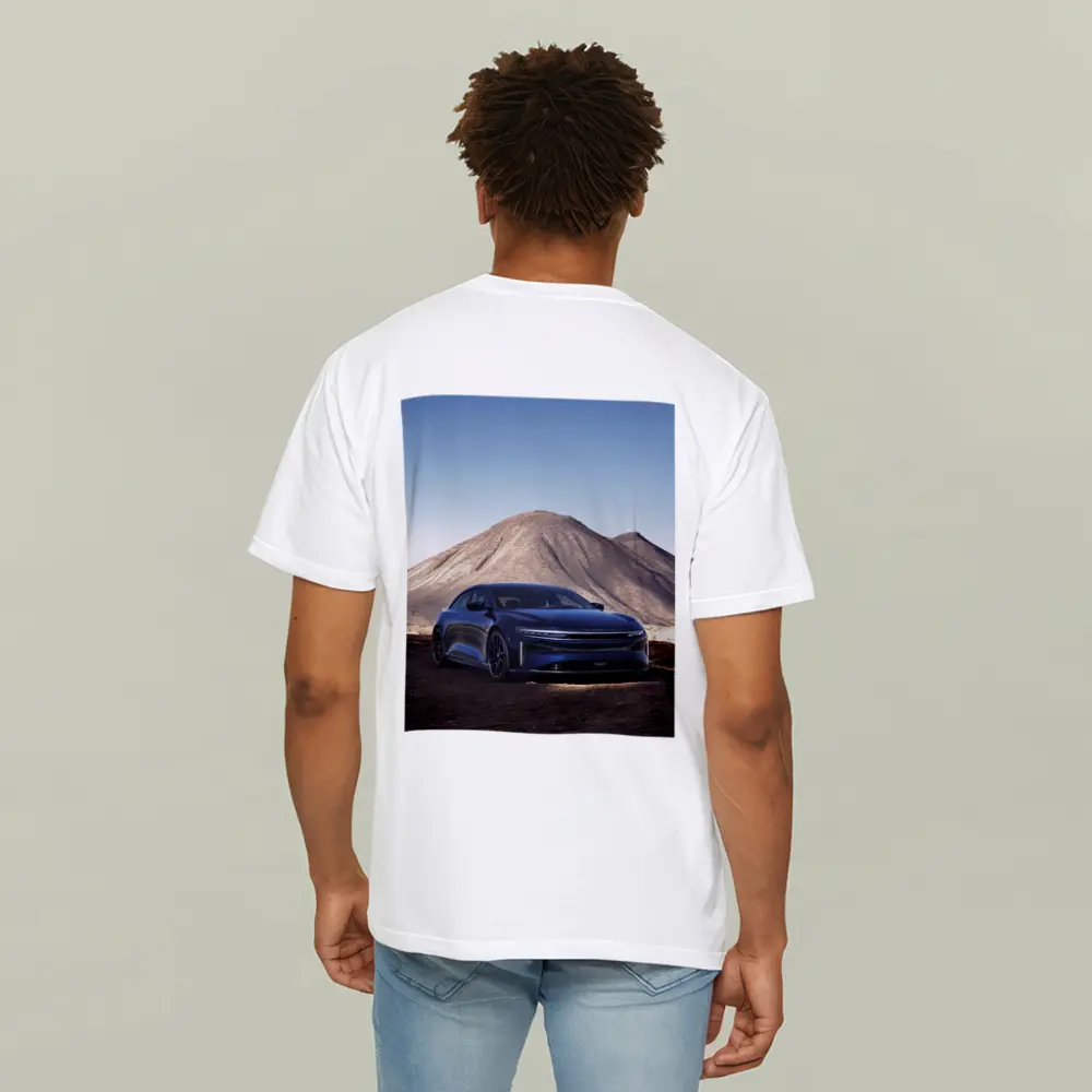 Lucid Air Sedan Desert Mountain Backdrop – T-Shirts