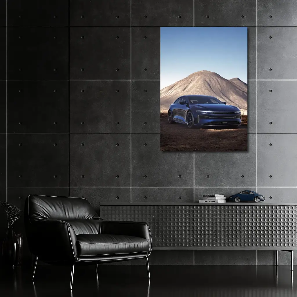 Lucid Air Sedan Desert Mountain Backdrop – Wall Art