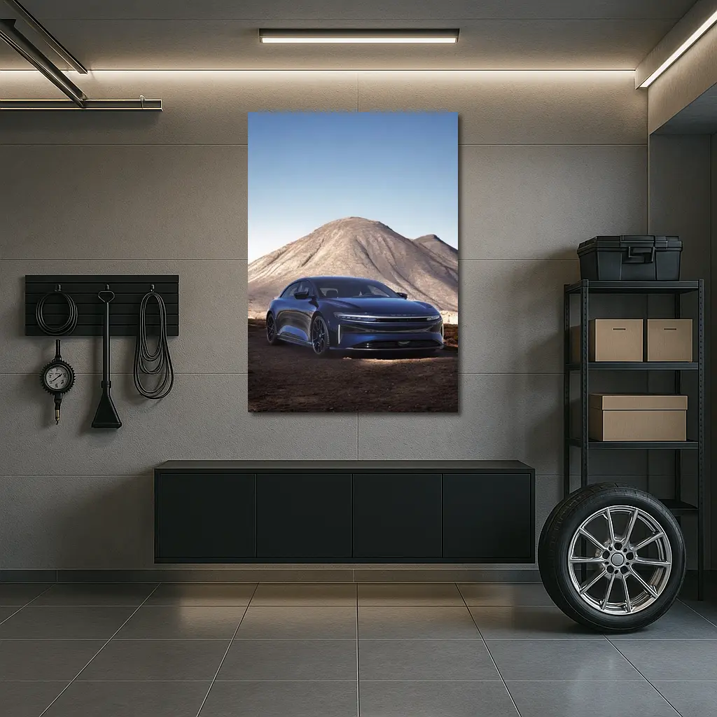 Lucid Air Sedan Desert Mountain Backdrop – Wall Art