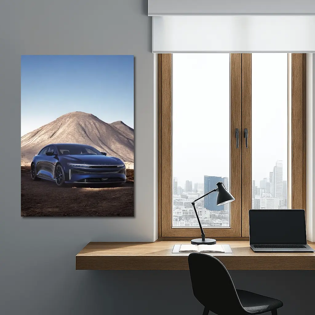 Lucid Air Sedan Desert Mountain Backdrop – Wall Art