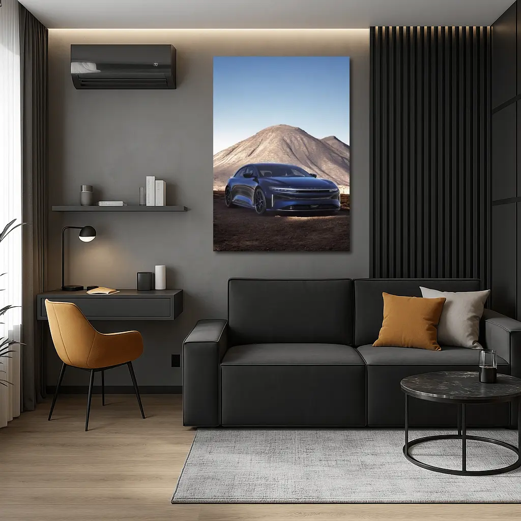 Lucid Air Sedan Desert Mountain Backdrop – Wall Art