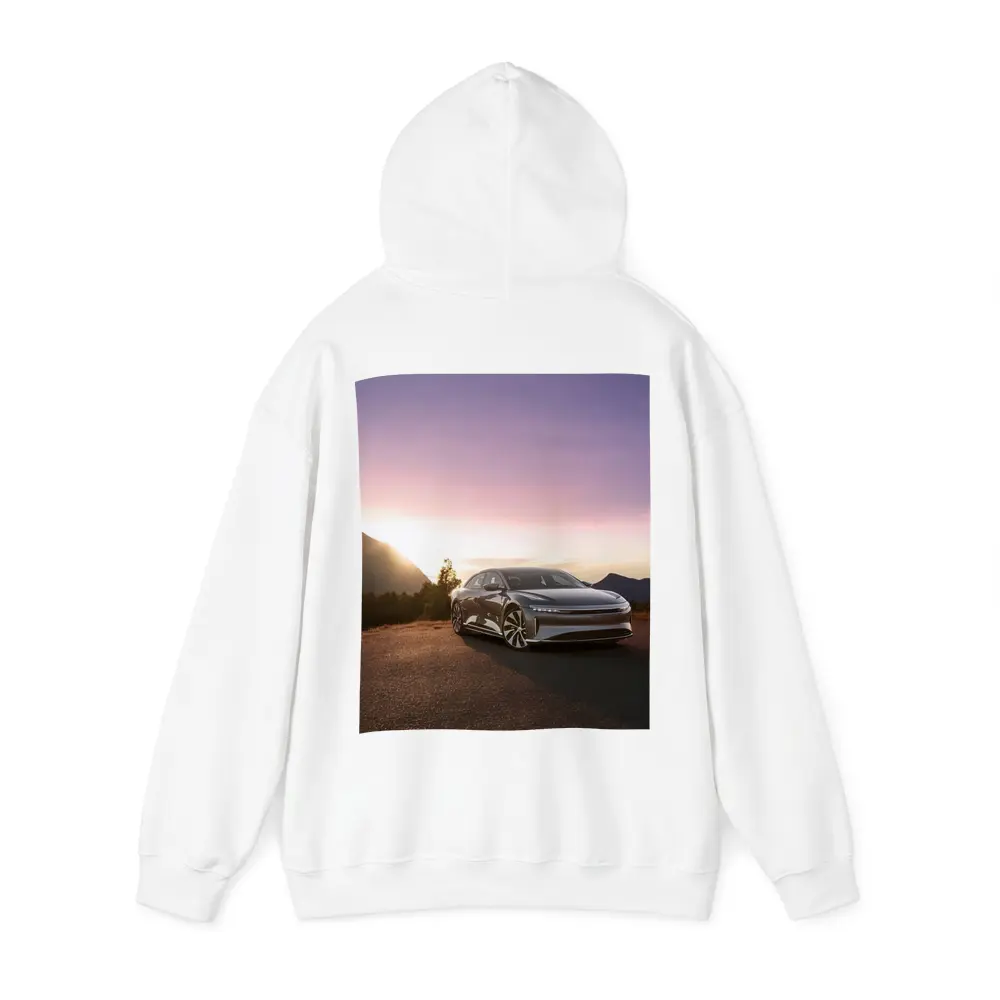 Lucid Air Parked Before Mountain Sunset – Hoodies
