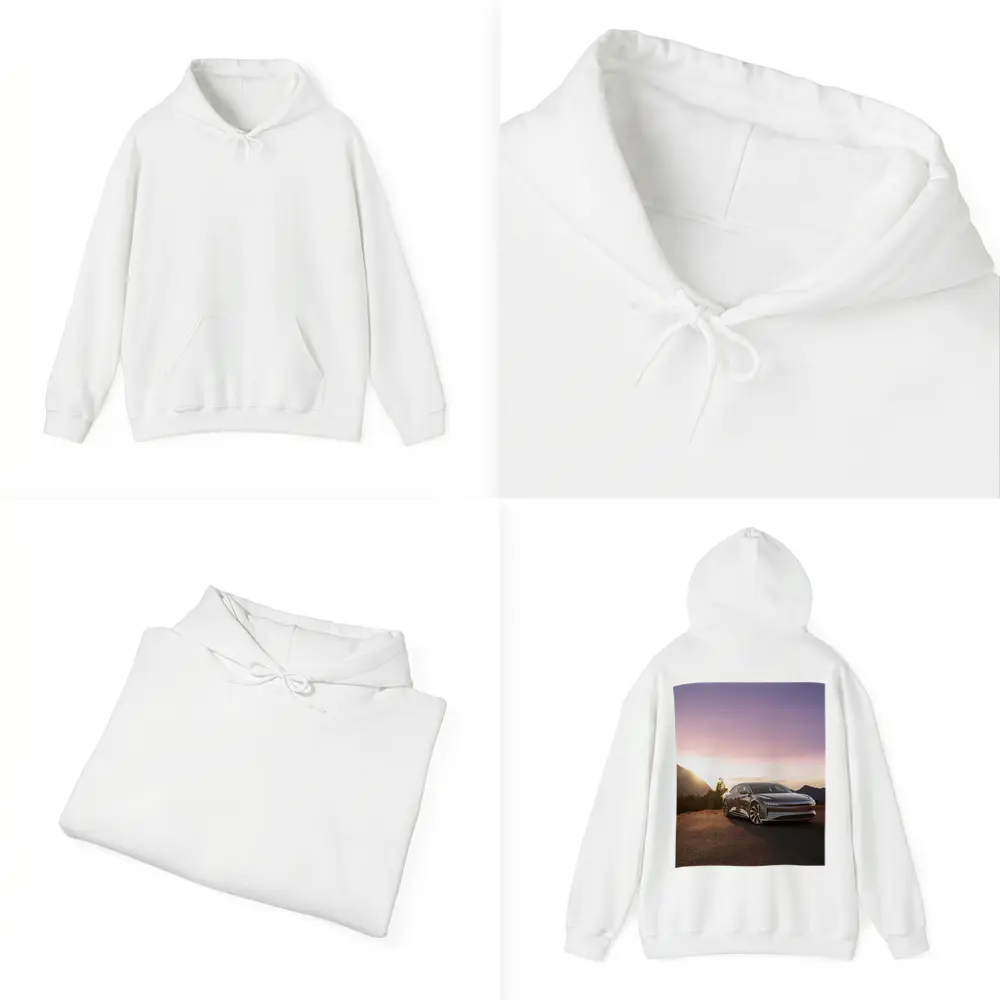 Lucid Air Parked Before Mountain Sunset – Hoodies