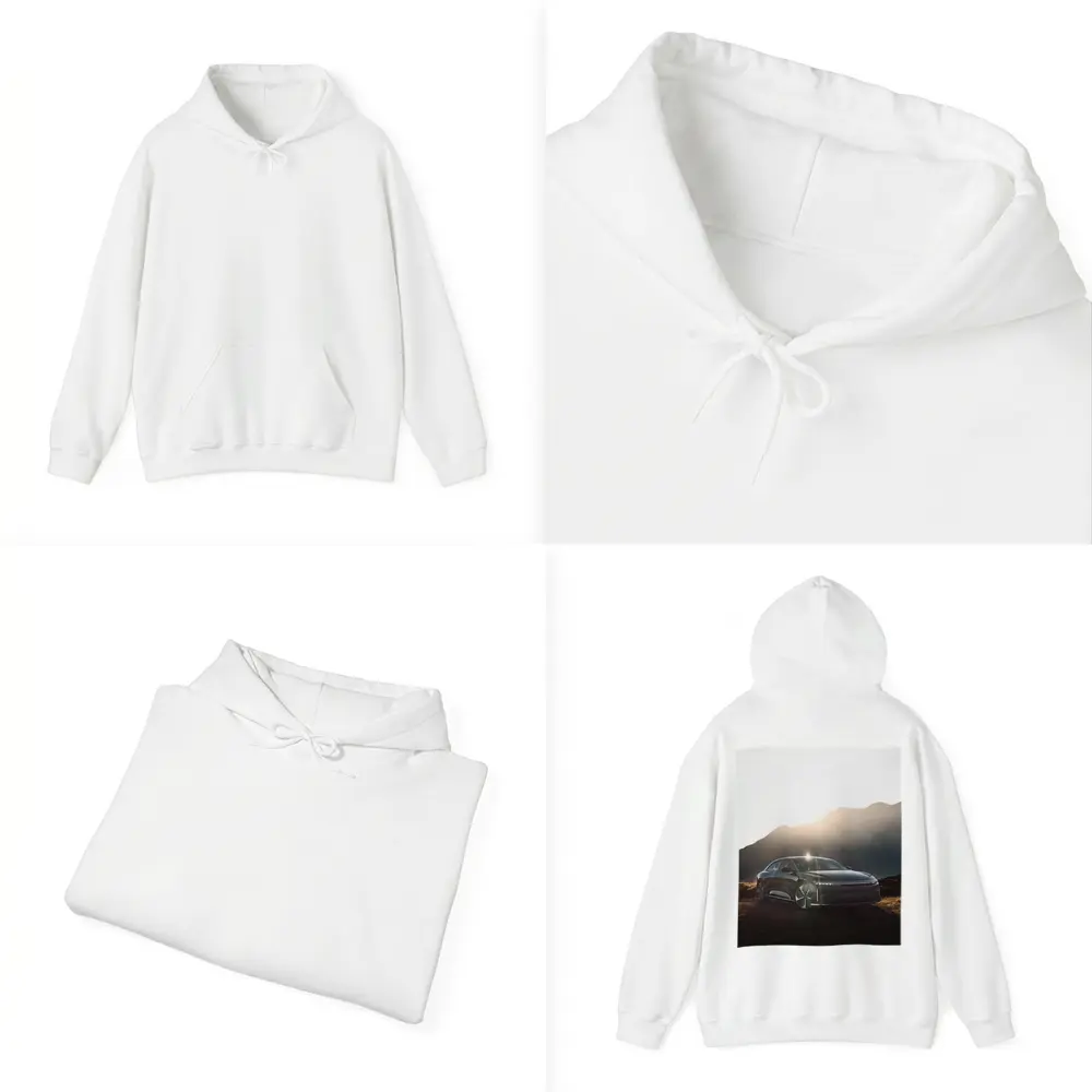 Lucid Air Sedan Sun Flare Mountain Backdrop – Hoodies