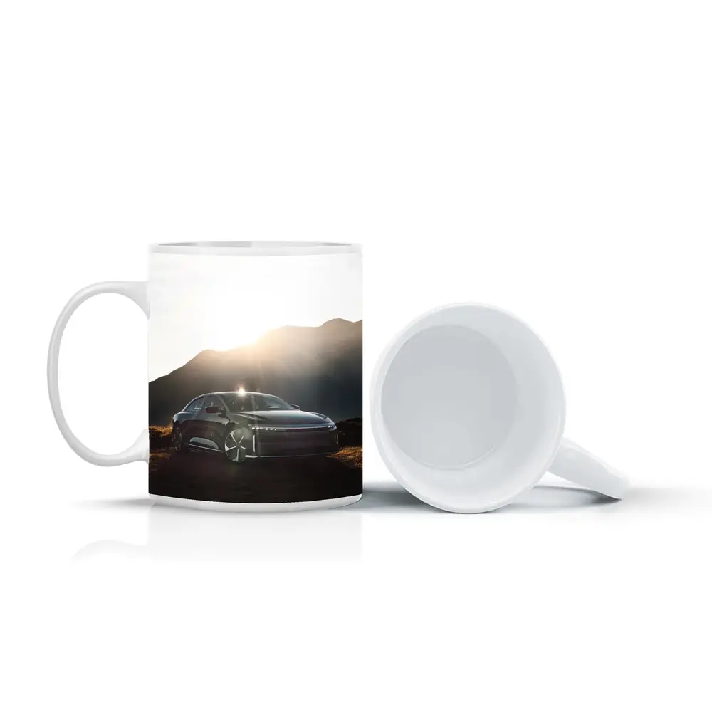 Lucid Air Sedan Sun Flare Mountain Backdrop – Mugs