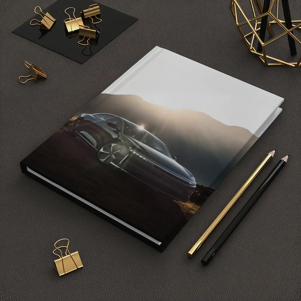 Lucid Air Sedan Sun Flare Mountain Backdrop – Notebooks
