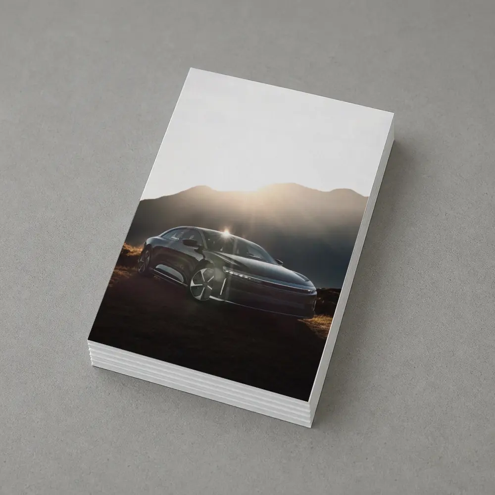 Lucid Air Sedan Sun Flare Mountain Backdrop – Postcards