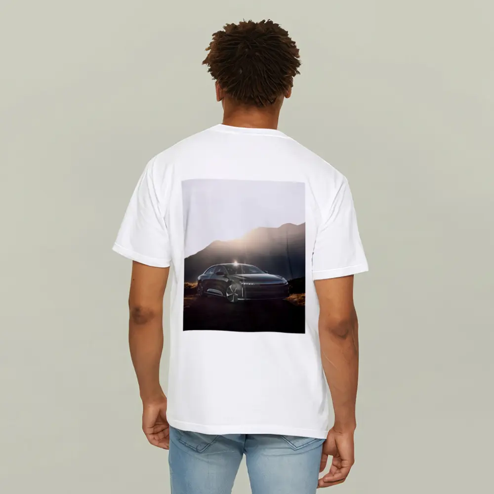 Lucid Air Sedan Sun Flare Mountain Backdrop – T-Shirts