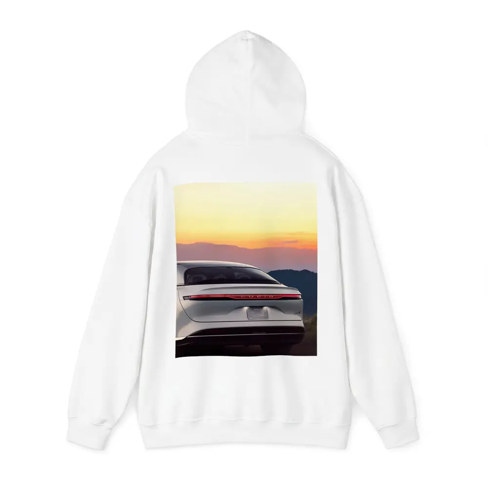Lucid Air Rear View Sunset Mountains – Hoodies